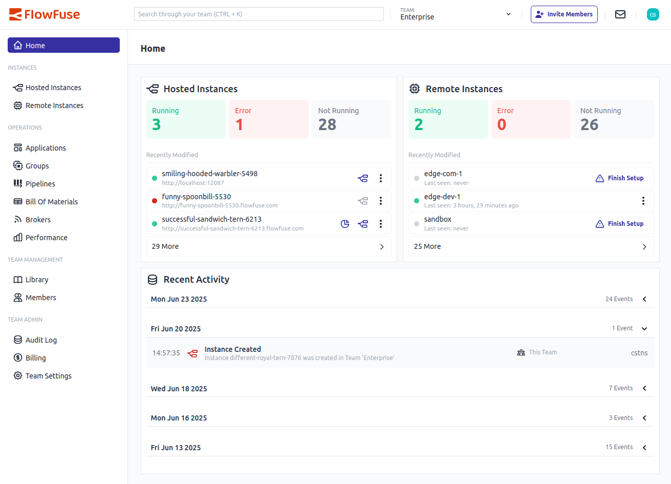 Screenshot of the New Home Page